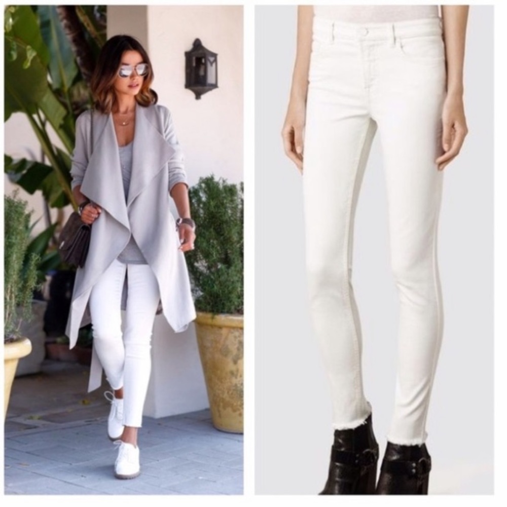 Grace Distressed Ankle Skinny Jeans in Chalk White
